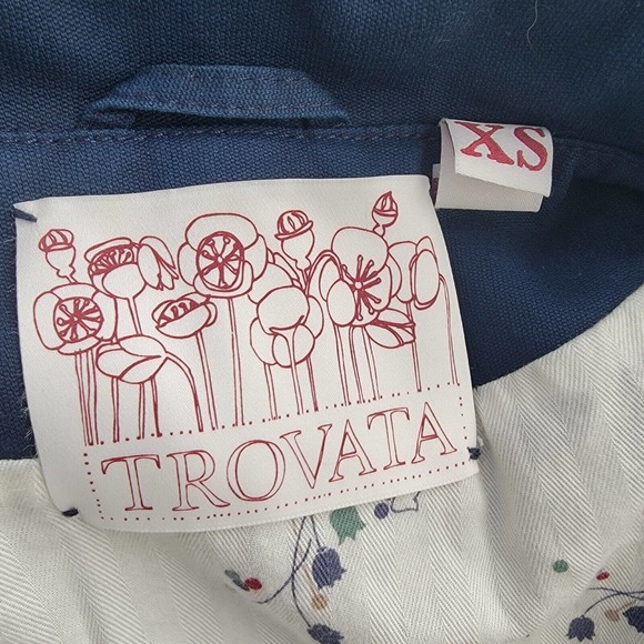 Trovata Anthropologie Pea Coat Button Down Belt Blazer Jacket XSmall 100% Cotton - Picture 4 of 9